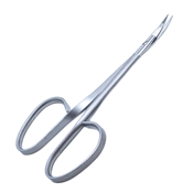 Precision Curved Iris Scissors, Ribbon Style Ring Handle With Polished Finish On Blades, Pointed Tips, 18mm From Mid-Screw To Tip, And Overall Length Of 3 7/8" (98mm)  